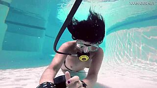 Brita Piskova fingers herself underwater in tight swimming pool