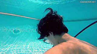 Brita Piskova fingers herself underwater in tight swimming pool