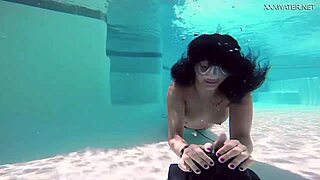 Brita Piskova fingers herself underwater in tight swimming pool