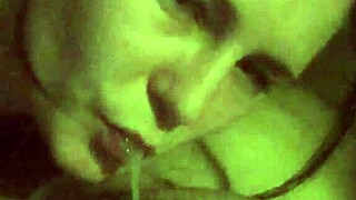 Watch this sloppy deepthroat on old cock.