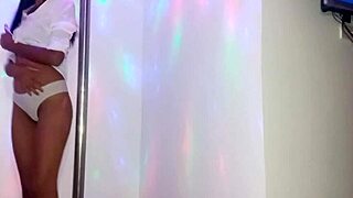 Wow! Skinny Brunette Student Dances for Teacher on Halloween!