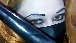 Bound masked black dildo masturbation bondage toys hardcore