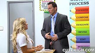 the gorgeous student persuades her teacher in a roleplay scenario
