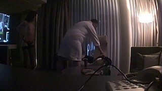 An old guy spies on his petite young lover.