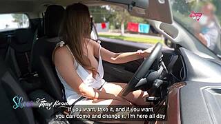 Naughty Hottie Exposes to Vendor Outdoors