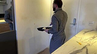 Painting the rich guy's house turns into intense bareback fucking with huge monster cock in uniform