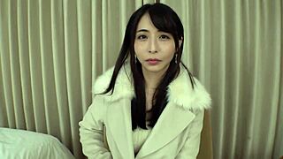 Sexy Japanese babe in hardcore homemade action with cumshot on natural tits