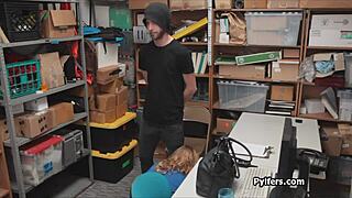 Lucky thief sneaks in to bang horny milf guard.