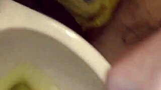 Girl pisses in underwear and pours blue soap on cock excitedly!