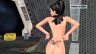 Animated 3d cartoon indian girl in various sex poses masturbating with banana