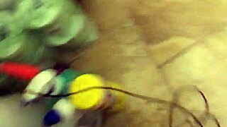 Girl pisses in underwear and pours blue soap on cock excitedly!