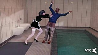 Anal sex near the pool!