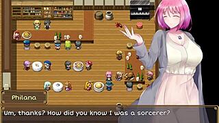 um cliente tarado pega nos peitos da garçonete em hentai anime massage 😏