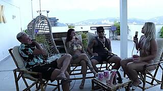 Brazilian Swingers in Sheer Lingerie Test Anal Plug with Casal Kobra