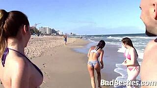 Spring break girls take on a massive college cock.