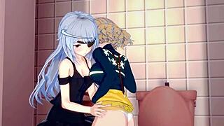 Hibiki Tachibana, Miku Kohinata, and Laura Bodewig Engage in Intense Lesbian Play in Symphogear Hentai!