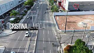 Cristina Almeida flashes tight shorts at Fortaleza gym