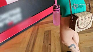 Cristina Almeida flashes tight shorts at Fortaleza gym