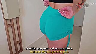 Cristina Almeida flashes tight shorts at Fortaleza gym