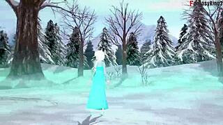 Elsa from Frozen sucks and bangs in wild 3D cartoon action!