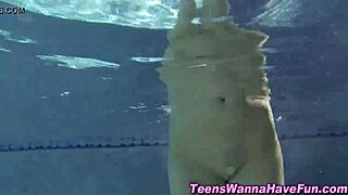 Lesbian Teen Fingers Cunt at Outdoor Pool Party