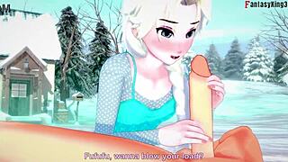 Elsa from Frozen sucks and bangs in wild 3D cartoon action!