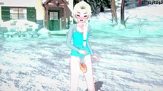 Elsa from Frozen sucks and bangs in wild 3D cartoon action!