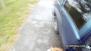 perky blonde amateur couldn't resist the cash. she dropped to her knees for a public blowjob.