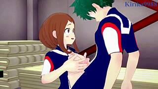 Ochako Uraraka and Izuku Midoriya in Intense Sex Scene - My Hero Academia Hentai