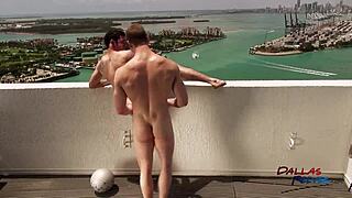 johnny and robbie rivers have a hot bareback fuck in the penthouse pool
