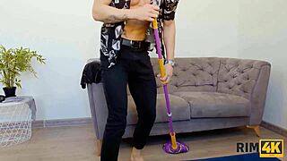 rim4k russian girl in red stockings licks ass with friend in threesome