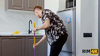 rim4k russian girl in red stockings licks ass with friend in threesome