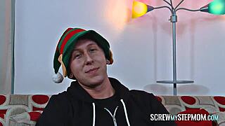 Milf Gives Brunette Christmas Blowjob