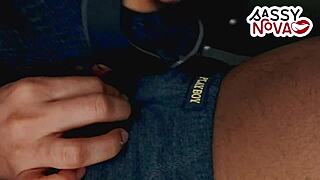 Sexy college teen delivers deep sensual blowjob at home