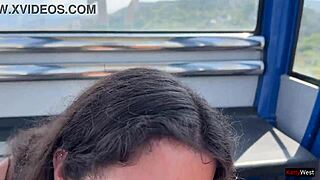 Hey, can you believe this beauty sucking cock on a ferris wheel at the park?