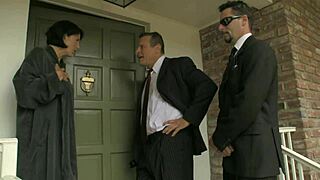 Brunette Bitch Roxanne Hall with Big Boobs Rides Stud for Facial