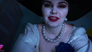 hey there, lady dimitrescu is gonna ride you hard in resident evil cosplay!