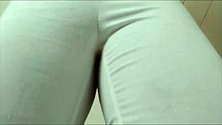 teen soaking white clothes in shower, naked and wet