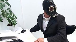 Chesty Blonde Babe In Latex Takes A Hard Shaft