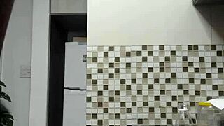 amateur macho guy washing dishes