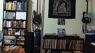 Blonde milf undresses in black skirt and heels