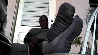 Bear black master flaunts big feet seeking slave