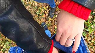 caught jerking off in forest by cute teen nata sweet