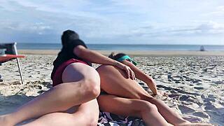 Milf Shocked by Sudden Anal Creampie on Public Beach