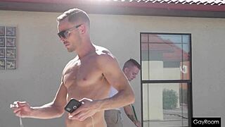 Hey man, watch me rail my poolboy’s tight butthole under the summer sun