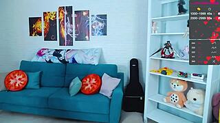 Stormtrooper cosplays in webcam fingering and masturbation