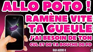 Open your ass wide for your buddy turned master in French gay audio