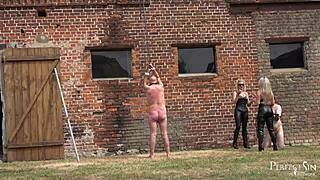 Keep quiet or else, my talkative slave! Miss Suzanna Maxwell and Miss Courtney demand silence.