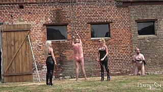 Keep quiet or else, my talkative slave! Miss Suzanna Maxwell and Miss Courtney demand silence.