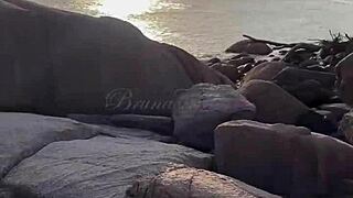 Latina Wife Gives Anal On Nudist Beach With Husband